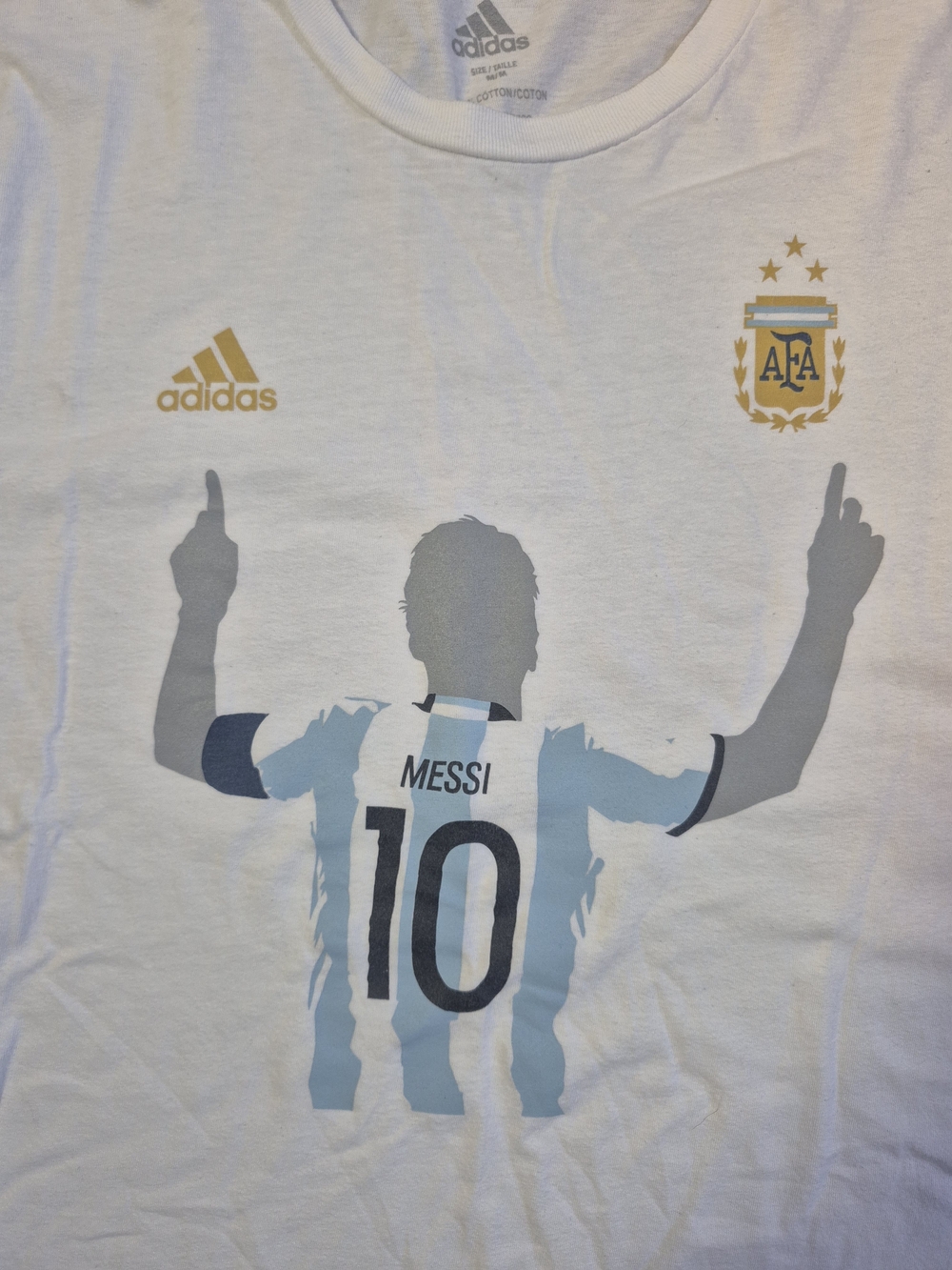 Adidas  Lionel Messi Argentina White Graphic Tee 100% Cotton